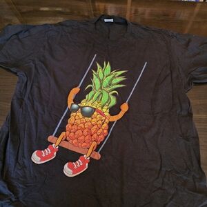 🍍Port and Company Black Short Sleeve Tee with Colorful Pineapple Graphic🍍